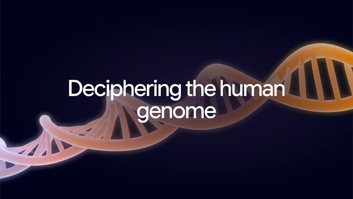 Human-genome visual from the official AlphaGenome Atlas video