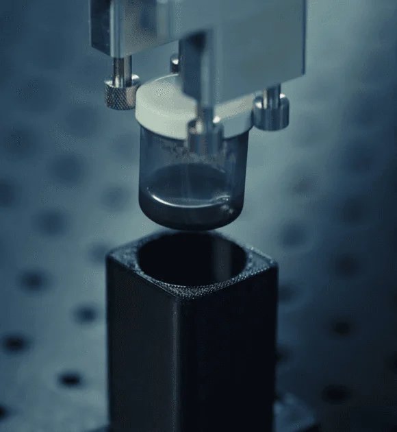 A sample vessel lowered into a holder, from the header of Periodic Labs' announcement post